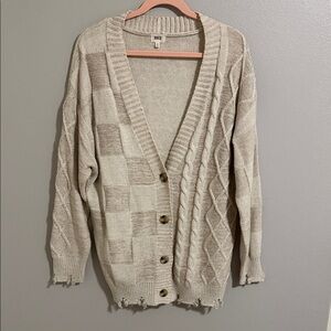 BKE Women's Beige Textured Cardigan